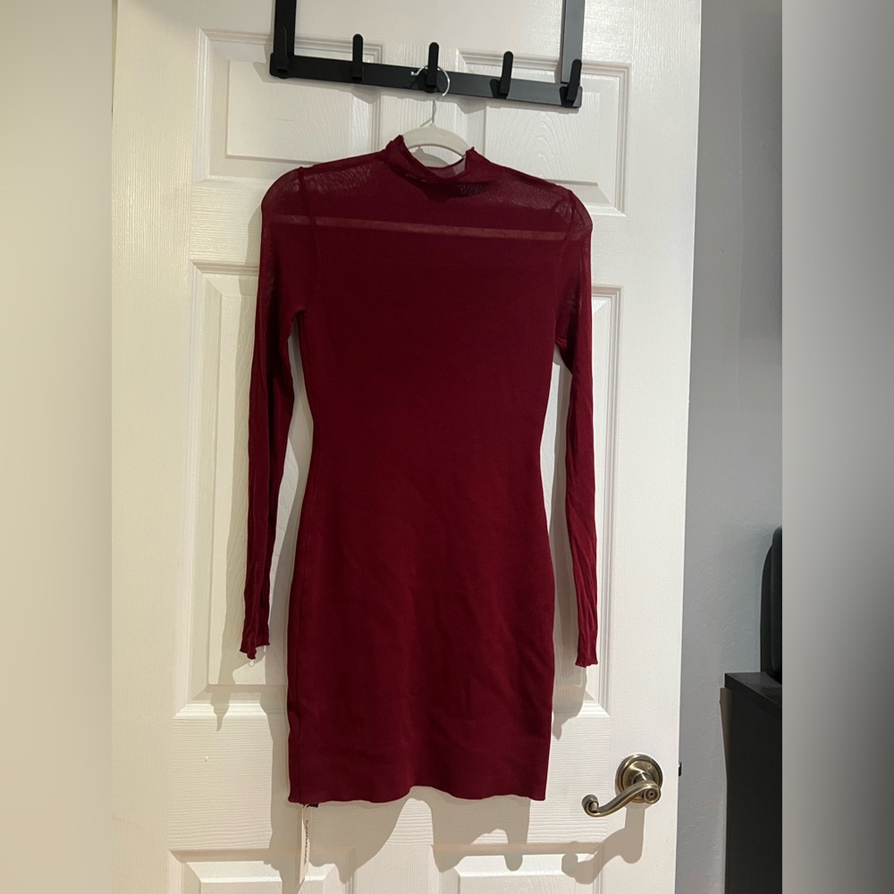 Commense Tulle Sheer Panel Sweater Dress Sz M - Picture 2 of 6